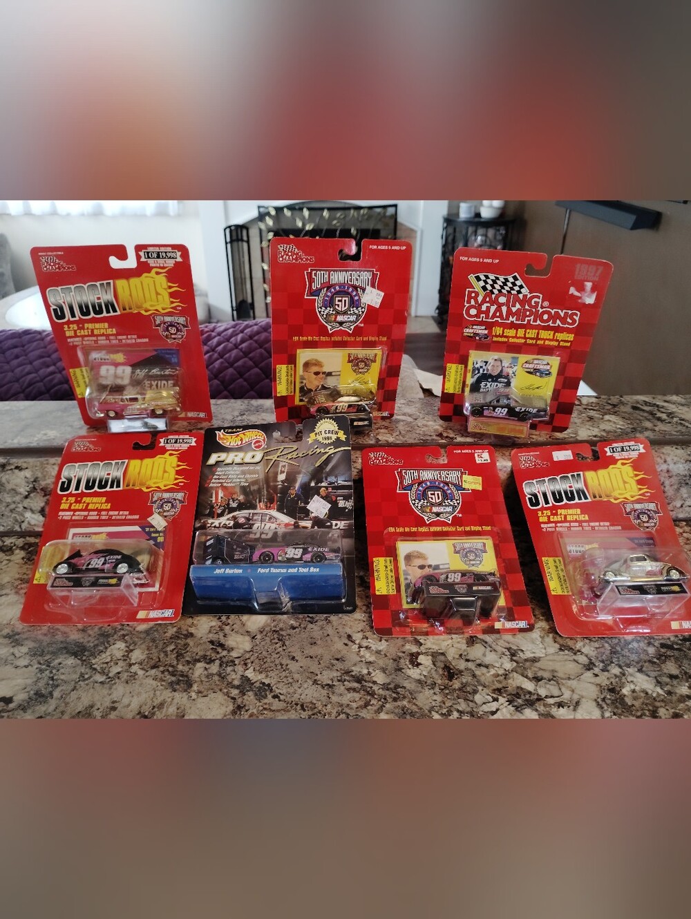 Title: Vintage Jeff Burton #99 NASCAR Die-Cast Collector Lot (7 Pcs) – Racing
